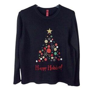 Christmas sweater women's XXL embroidery faux jewels buttons boxy Classic